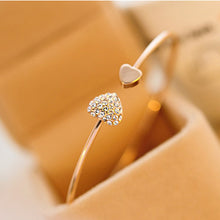 Load image into Gallery viewer, 2019 Hot New Fashion Adjustable Crystal Double Heart Bow Bilezik Cuff Opening Bracelet For Women Jewelry Gift Mujer Pulseras
